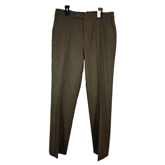 Lauren Ralph Lauren 8 Houndstooth Flat Front Merino Wool Lined Pants Career C17 - Picture 1 of 7